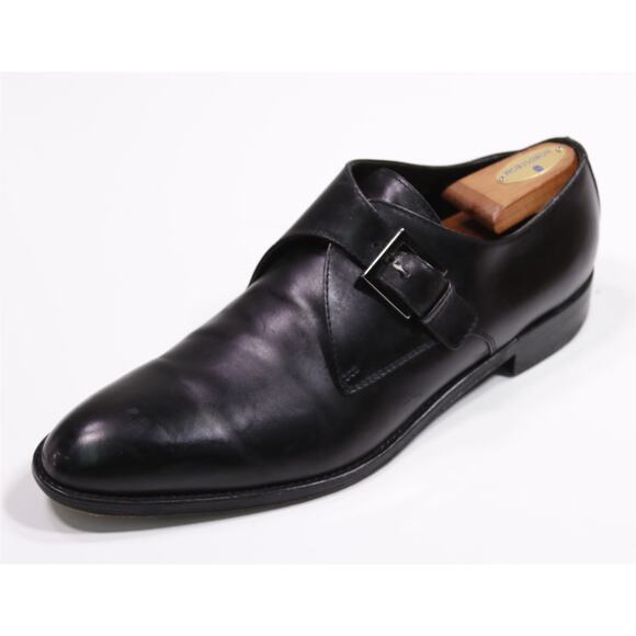 Ermenegildo Zegna Black Single Monk Strap Buckle Leather Dress Shoes Uk 10 US 11 - Picture 1 of 11